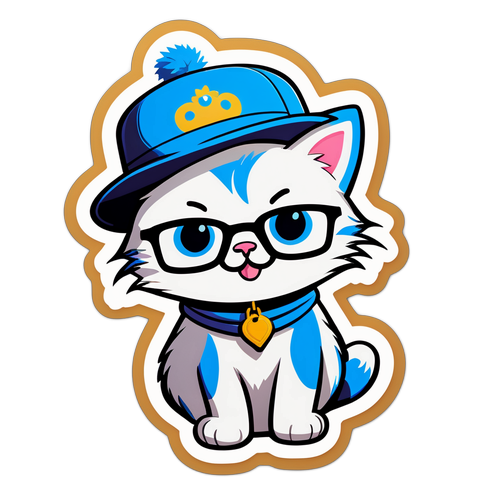 Stiker Kucing Comel dengan Aksesori Menarik