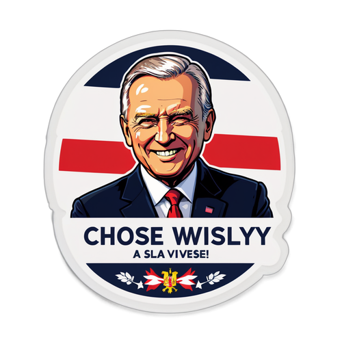 Stickers z prezydentem i hasłem 'Wybieraj mądrze!'