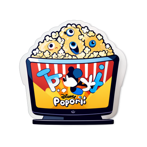 Adesivo carino a tema Disney Plus con popcorn