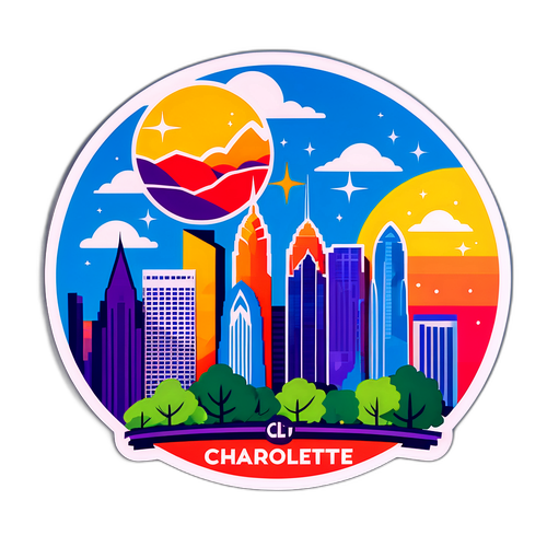 Colorful Charlotte Skyline Sticker