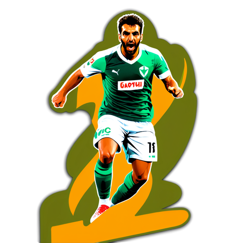 Aufkleber, der einen Moment aus dem Spiel Omonia Nicosia gegen Rapid Wien festhält