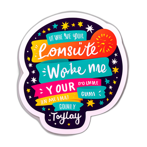 Sticker met een positieve affirmatie in artistieke typografie