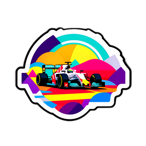 Autocolant cu forme geometrice colorate inspirate de viteza internațională F1
