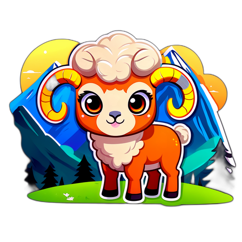 Kaibig-ibig na Ram na may Malalaki at Mapusong Mata