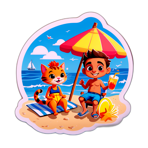 Catriel y Paco en un día de verano en la playa