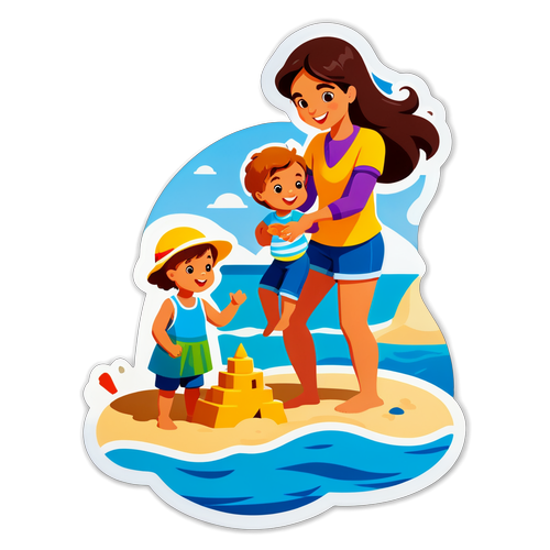 Autocollant de maternage à la plage
