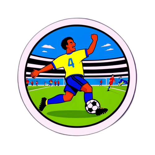 สติกเกอร์ที่มีฉากการแข่งขันฟุตบอลที่น่าตื่นเต้น