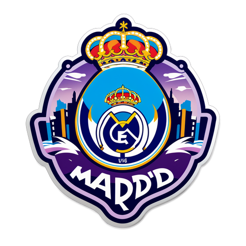 Sticker con paisaje de Madrid y colores del Real Madrid