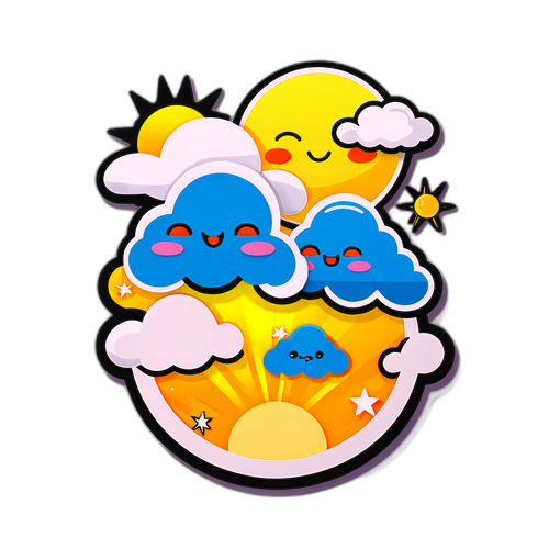 Sticker Ilustrasi Cuaca Menarik untuk Ramalan Hari Ini