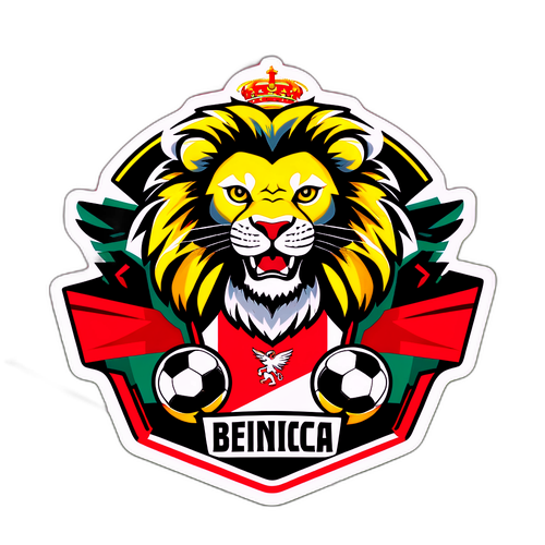 Creatieve sticker van de Benfica-lion in een sportieve pose