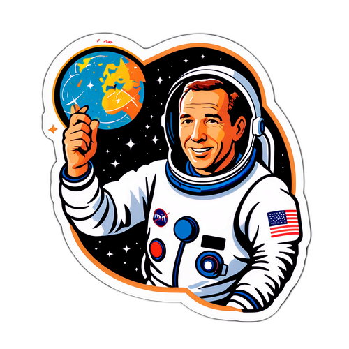 Vintage-stil klistermærke af Jim Lovell