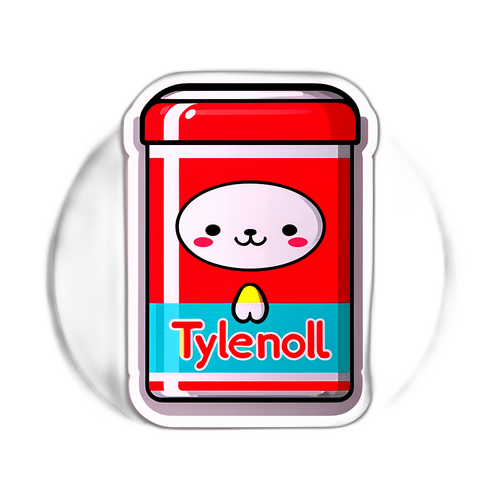 Een schattige cartoonsticker van Tylenol