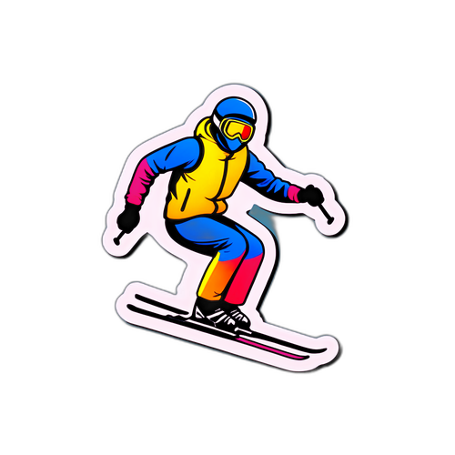Interaktivní samolepka s akrobatickým lyžařem