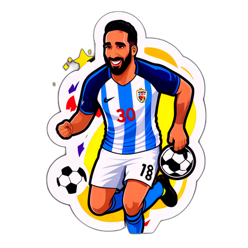 Autocollant d'Adil Rami avec mascotte de football