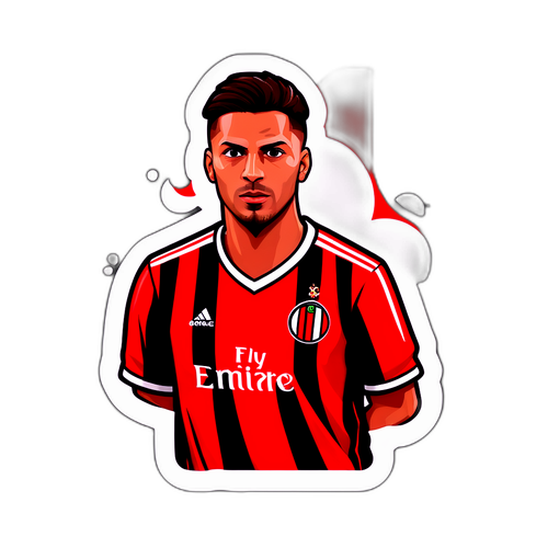 Hình ảnh cầu thủ AC Milan trong trang phục truyền thống với nền đen đỏ