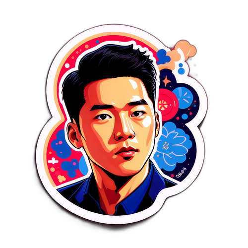 조정석의 강렬한 인상을 강조한 세련된 스티커 디자인