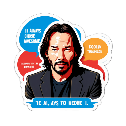 Humorní samolepka s Keanu Reevesem