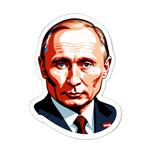 Sticker cu un portret stilizat al lui Putin