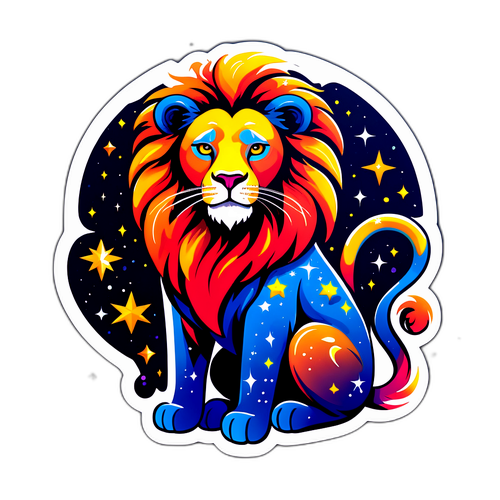 Mystisk Leo Figur med Konstellasjon Bakgrunn