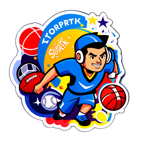 Samolepka pro Totalsportek s motivem sportovních aktivit