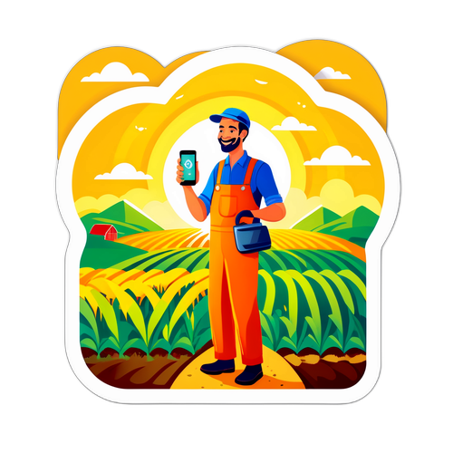 एक खुश किसान का स्टिकर