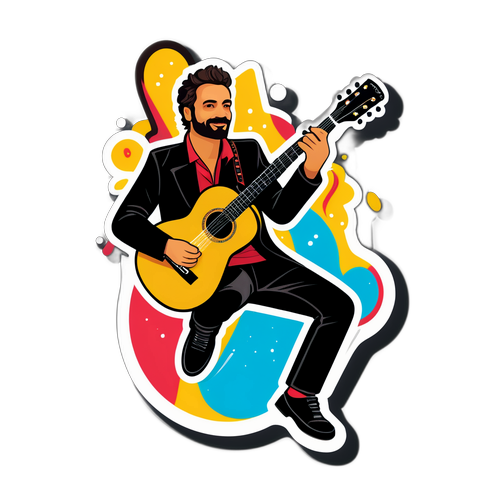 Sticker de Nacho Russo en el escenario musical