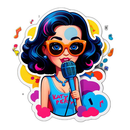 Adesivo di Katy Perry in Stile Cartone Animato