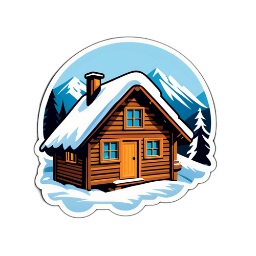 Ski Hütte Aufkleber