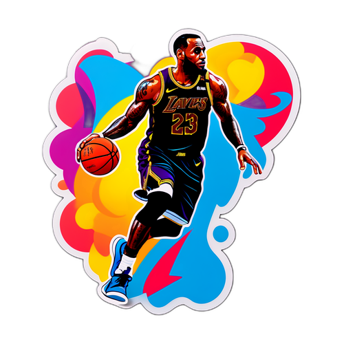 Silhouette di LeBron James con Pallone da Basket