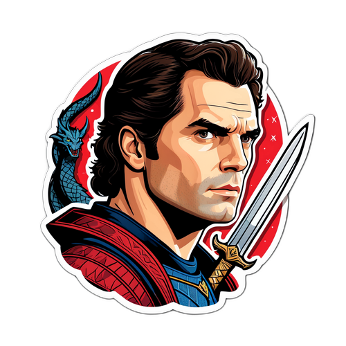 Ilustración de sticker de Henry Cavill en su papel icónico
