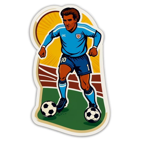 Stiker Bergaya Vintage Legenda Sepak Bola