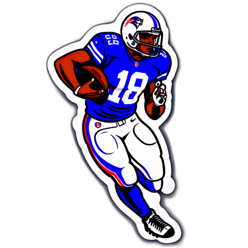 एक फुटबॉल-थीम वाला स्टिकर जो एक एनएफएल खिलाड़ी को क्रिया में दिखाता है