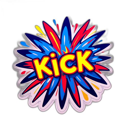 Наклейка с ярким фейерверком и словом 'Kick!'