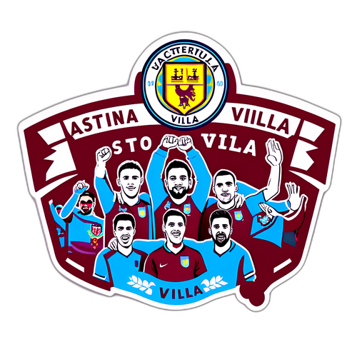 สติกเกอร์ทีมแอสตัน วิลล่ากับแฟน ๆ ที่เชียร์