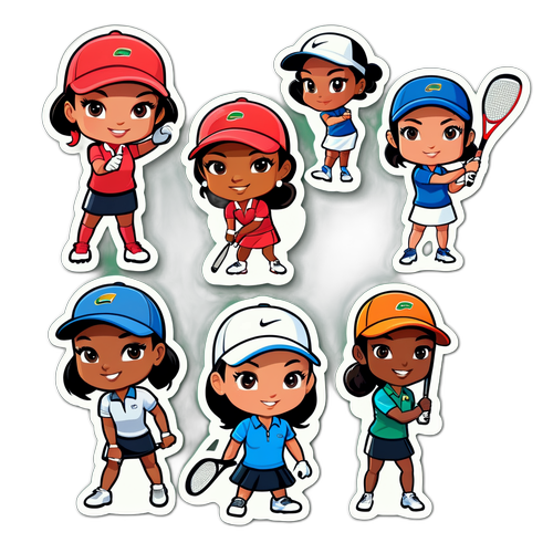 สติกเกอร์นักกอล์ฟ LPGA สไตล์การ์ตูน