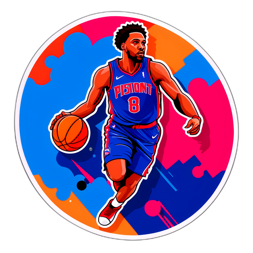 Stylish na Sticker ng Manlalaro ng Detroit Pistons