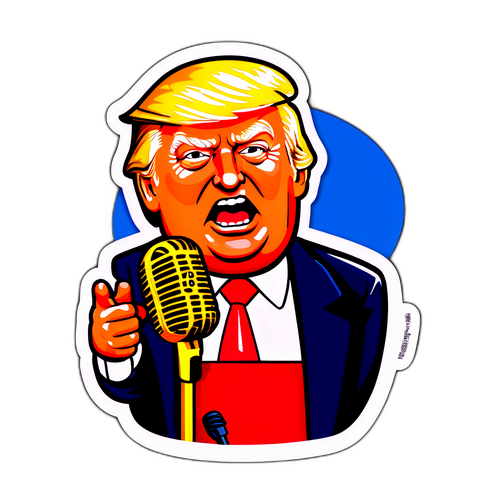 Humorvoller Aufkleber mit Trump und dem Spruch "Der Meister der Worte"