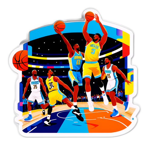 Makulay na Disenyo ng Labanan sa Basketbol