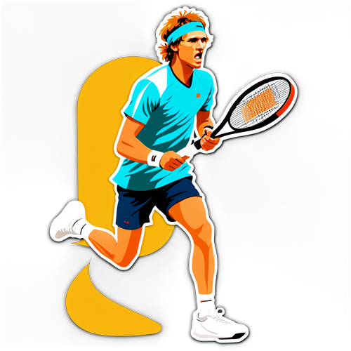 Sticker van Alexander Zverev met tennisracket