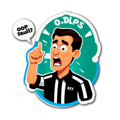 Stiker Humor Wasit dengan Teks 'Oops, My Fault'