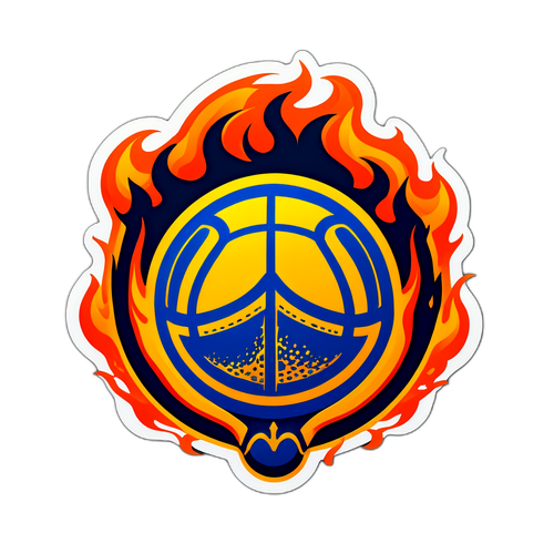 Logotipo dos Warriors com Basquete e Chamas