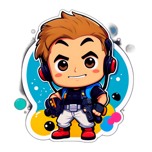 Mizkif-tema klistremerke med søte gaming-avatarer