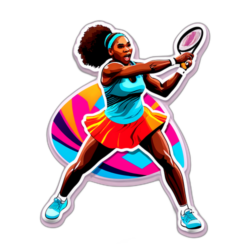 Un autocollant de Serena Williams en action sur le court