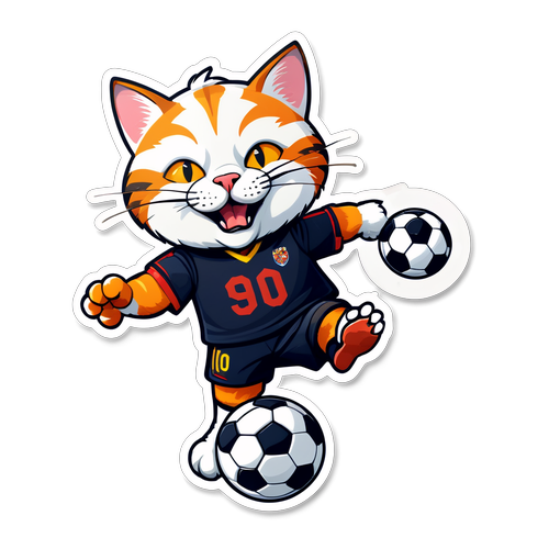 Кумедний котик у футбольній формі