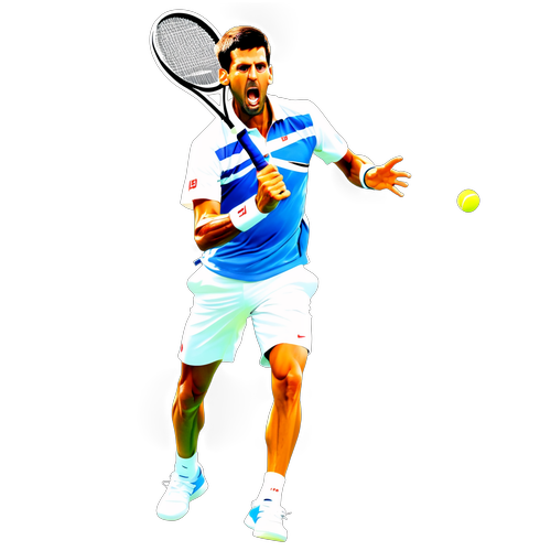 Novak Djokovic med tennisracket och bollar i rörelse