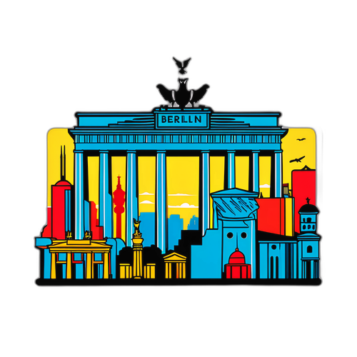 Rappresentazione artistica moderna dello skyline di Berlino