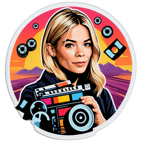 Fargerik klistremerke med Sienna Miller