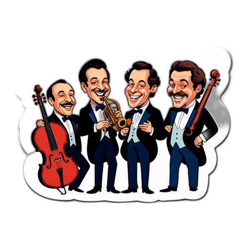 Autocollant humoristique sur un quatuor musical en France