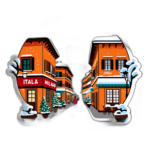 Stradă de iarnă pitorească în Milan