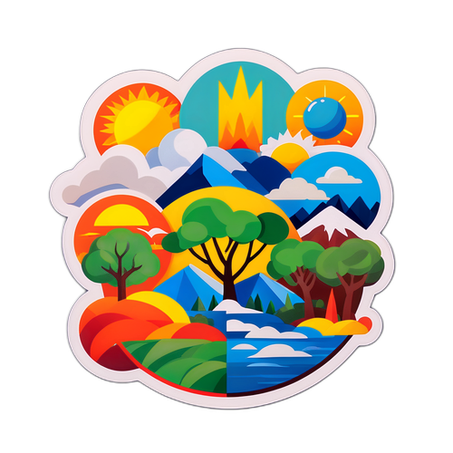 Sticker que representa la diversidad climática de Corrientes